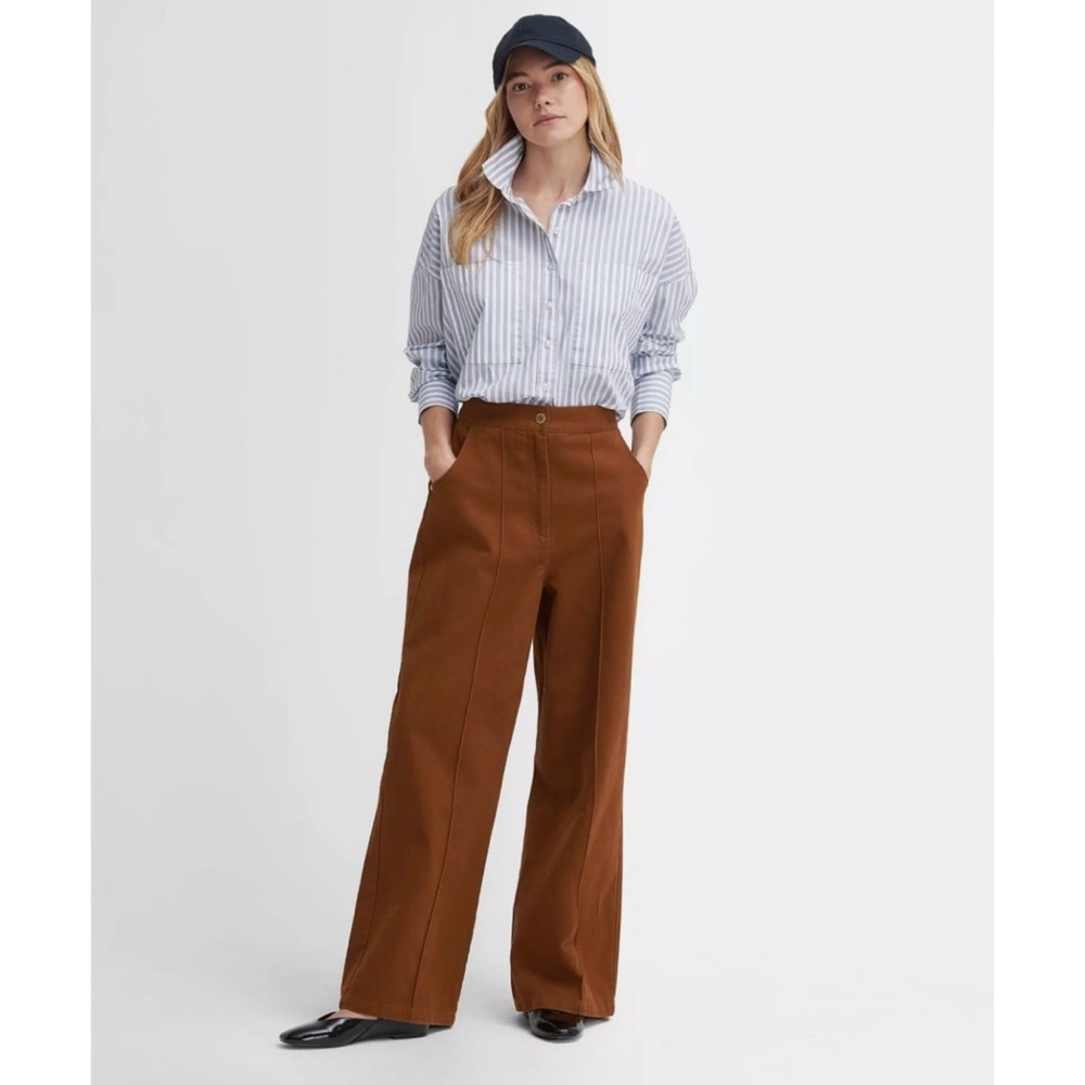 Barbour Allerston Trouser Wide Leg Pants in Gold Brown Sz 8 - Picture 1 of 13